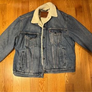 Levi's Blue Denim Jacket with Cream Sherpa Collar